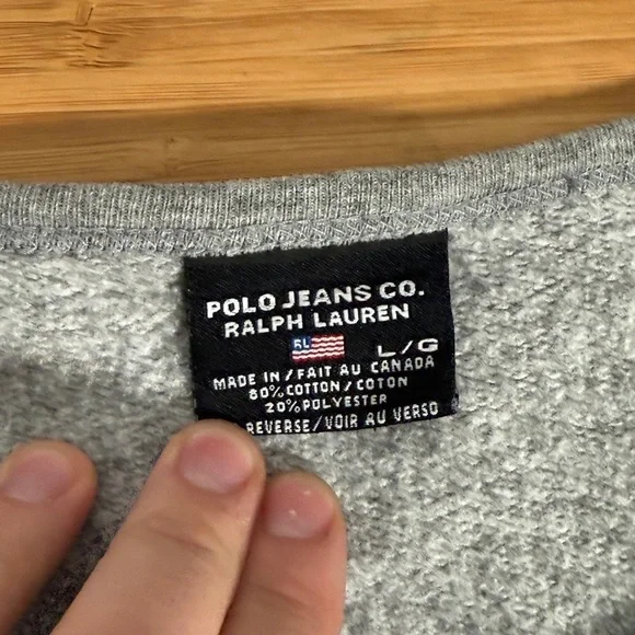 🇺🇸 Polo Jeans Co. Ralph Lauren Spellout Sweatshirt Grey Size Large - Picture 3 of 6
